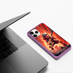 Чехол iPhone 11 Pro матовый ACDC fire rock, цвет: 3D-фиолетовый — фото 2