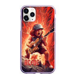 Чехол iPhone 11 Pro матовый ACDC fire rock, цвет: 3D-светло-сиреневый