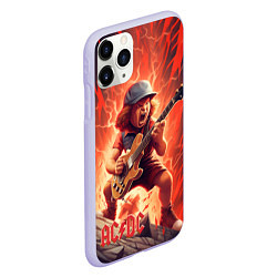 Чехол iPhone 11 Pro матовый ACDC fire rock, цвет: 3D-светло-сиреневый — фото 2