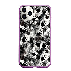Чехол iPhone 11 Pro матовый Черно-белые руки с ладонями, цвет: 3D-фиолетовый