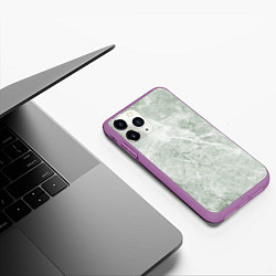 Чехол iPhone 11 Pro матовый Зелёный мрамор, цвет: 3D-фиолетовый — фото 2