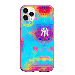 Чехол iPhone 11 Pro матовый New York Yankees - baseball team - logo, цвет: 3D-малиновый