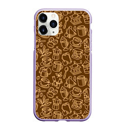 Чехол iPhone 11 Pro матовый Кофе и чай - коричневый, цвет: 3D-светло-сиреневый