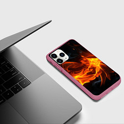 Чехол iPhone 11 Pro матовый Пламя костра, цвет: 3D-малиновый — фото 2