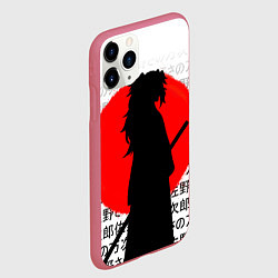 Чехол iPhone 11 Pro матовый Ёриичи - клинок рассекающий демонов - силуэт, цвет: 3D-малиновый — фото 2