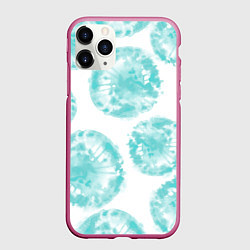 Чехол iPhone 11 Pro матовый Акварельные голубые био формы, цвет: 3D-малиновый