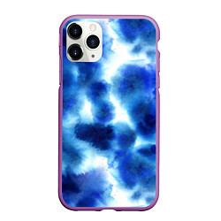 Чехол iPhone 11 Pro матовый Акварельные абстрактные пятна напоминающие космос, цвет: 3D-фиолетовый