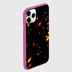 Чехол iPhone 11 Pro матовый Разлетающиеся искры пламени, цвет: 3D-фиолетовый — фото 2