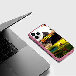 Чехол iPhone 11 Pro матовый Rust poster game, цвет: 3D-малиновый — фото 2