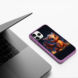 Чехол iPhone 11 Pro матовый Котик дракоша, цвет: 3D-фиолетовый — фото 2