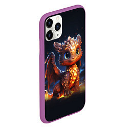 Чехол iPhone 11 Pro матовый Котик дракоша, цвет: 3D-фиолетовый — фото 2