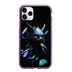 Чехол iPhone 11 Pro матовый Кот дракон, цвет: 3D-фиолетовый