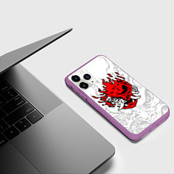 Чехол iPhone 11 Pro матовый Samurai - Cyberpunk 2077, цвет: 3D-фиолетовый — фото 2