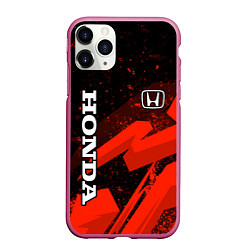 Чехол iPhone 11 Pro матовый Honda - красная абстракция, цвет: 3D-малиновый