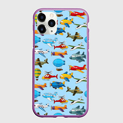 Чехол iPhone 11 Pro матовый Самолёты и вертолёты, цвет: 3D-фиолетовый