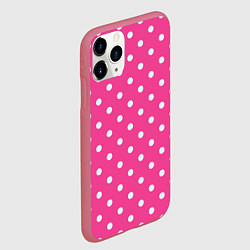 Чехол iPhone 11 Pro матовый Горошек в цвете Барби, цвет: 3D-малиновый — фото 2
