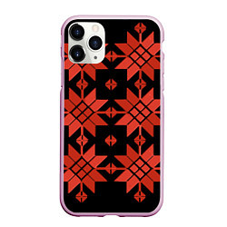 Чехол iPhone 11 Pro матовый Удмуртский - вертикаль black, цвет: 3D-розовый