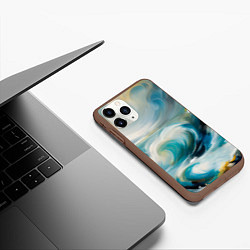 Чехол iPhone 11 Pro матовый Штормовые волны океана, цвет: 3D-коричневый — фото 2