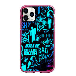 Чехол iPhone 11 Pro матовый Billie Eilish neon pattern, цвет: 3D-малиновый