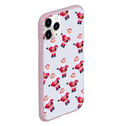 Чехол iPhone 11 Pro матовый Дед Мороз - Новогодний дедушка паттерн, цвет: 3D-розовый — фото 2