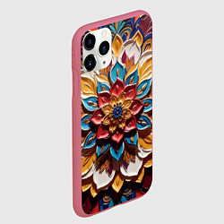 Чехол iPhone 11 Pro матовый Цветок масляные краски, цвет: 3D-малиновый — фото 2