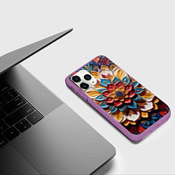 Чехол iPhone 11 Pro матовый Цветок масляные краски, цвет: 3D-фиолетовый — фото 2