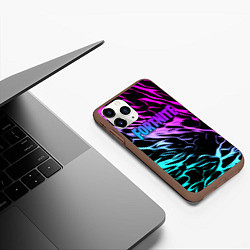 Чехол iPhone 11 Pro матовый Fortnite neon uniform, цвет: 3D-коричневый — фото 2