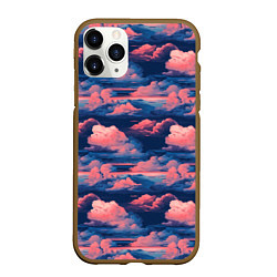 Чехол iPhone 11 Pro матовый Волшебные сине розовые облока, цвет: 3D-коричневый