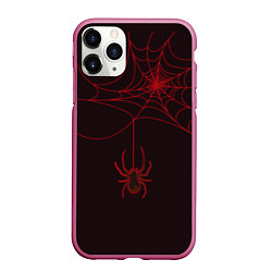 Чехол iPhone 11 Pro матовый Красная паутина, цвет: 3D-малиновый