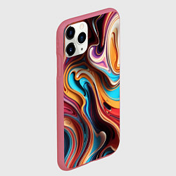 Чехол iPhone 11 Pro матовый Поток красок, цвет: 3D-малиновый — фото 2