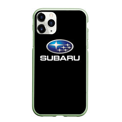 Чехол iPhone 11 Pro матовый Subaru sport auto car, цвет: 3D-салатовый