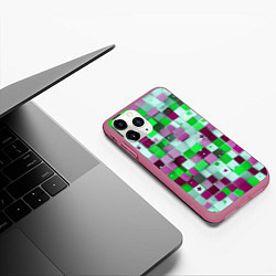 Чехол iPhone 11 Pro матовый Ретро Квадраты, цвет: 3D-малиновый — фото 2