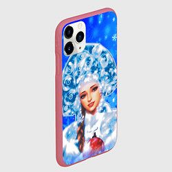Чехол iPhone 11 Pro матовый Красивая русская снегурочка, цвет: 3D-малиновый — фото 2