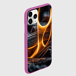 Чехол iPhone 11 Pro матовый Дрова в костре - нейросеть, цвет: 3D-фиолетовый — фото 2