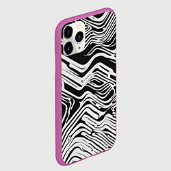 Чехол iPhone 11 Pro матовый Волнистые белые линии, цвет: 3D-фиолетовый — фото 2