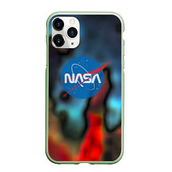 Чехол iPhone 11 Pro матовый Nasa space star collection, цвет: 3D-салатовый