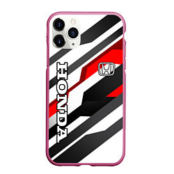 Чехол iPhone 11 Pro матовый Honda - red and white, цвет: 3D-малиновый