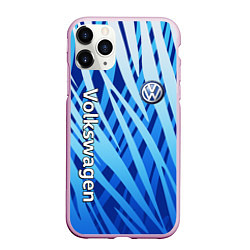 Чехол iPhone 11 Pro матовый Volkswagen - синий камуфляж, цвет: 3D-розовый