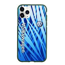 Чехол iPhone 11 Pro матовый Volkswagen - синий камуфляж, цвет: 3D-темно-зеленый