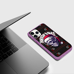 Чехол iPhone 11 Pro матовый Horror xmas, цвет: 3D-фиолетовый — фото 2