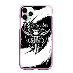 Чехол iPhone 11 Pro матовый Baldurs gate 3 - белые завихрения, цвет: 3D-розовый