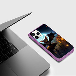 Чехол iPhone 11 Pro матовый Летучая мышка на фоне луны и замка, цвет: 3D-фиолетовый — фото 2