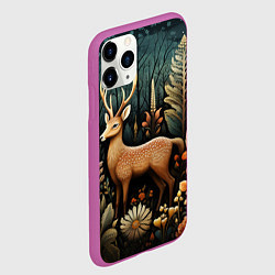Чехол iPhone 11 Pro матовый Лесной олень в стиле фолк-арт, цвет: 3D-фиолетовый — фото 2