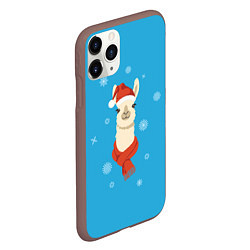Чехол iPhone 11 Pro матовый Милая лама в красной шляпе и шарфе, цвет: 3D-коричневый — фото 2