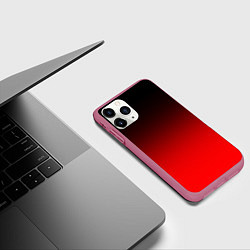 Чехол iPhone 11 Pro матовый Градиент: от черного до ярко-красного, цвет: 3D-малиновый — фото 2