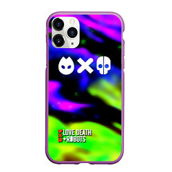 Чехол iPhone 11 Pro матовый Love Death and Robots flame, цвет: 3D-фиолетовый