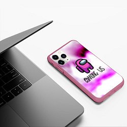Чехол iPhone 11 Pro матовый Among us game pink, цвет: 3D-малиновый — фото 2