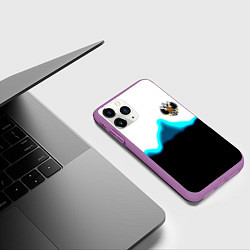Чехол iPhone 11 Pro матовый Герб РФ синяя волна, цвет: 3D-фиолетовый — фото 2