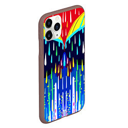 Чехол iPhone 11 Pro матовый Два зонтика под дождём - нейросеть, цвет: 3D-коричневый — фото 2