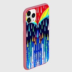 Чехол iPhone 11 Pro матовый Два зонтика под дождём - нейросеть, цвет: 3D-малиновый — фото 2